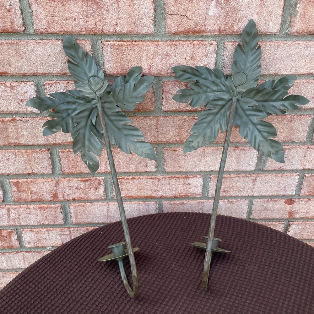 Vintage Green Leaf Candle Holders - Picture 2 of 12